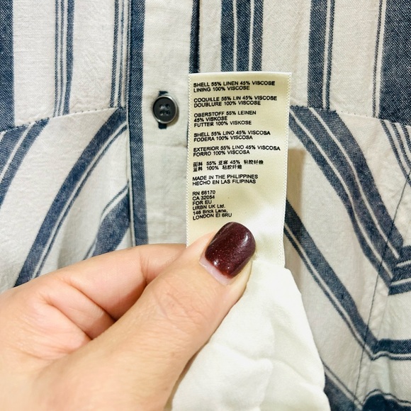 MAEVE Anthropologie Coastal Stripe Linen Maxi Dress NO BELT Nautical Size M - Picture 9 of 9